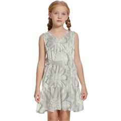 Damask, Desenho, Flowers, Gris Kids  Sleeveless Tiered Mini Dress by nateshop