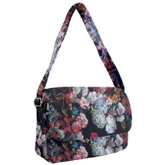 Floral Pattern, Red, Floral Print, E, Dark, Flowers Courier Bag by nateshop