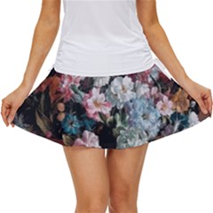 Floral Pattern, Red, Floral Print, E, Dark, Flowers Women s Skort by nateshop