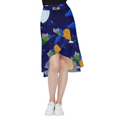 Adventure Time Jake And Finn Night Frill Hi Low Chiffon Skirt by Sarkoni