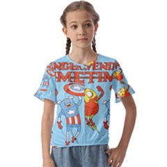 Adventure Time Avengers Age Of Ultron Kids  Cuff Sleeve Scrunch Bottom T-shirt