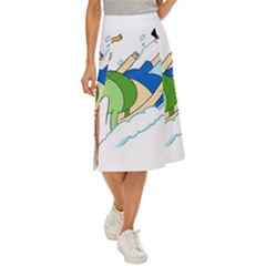 Adventure Time Finn And Jake Snow Midi Panel Skirt by Sarkoni