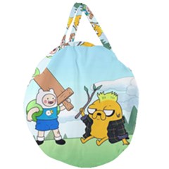 Adventure Time Finn And Jake Cartoon Network Parody Giant Round Zipper Tote by Sarkoni
