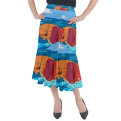 Adventure Time Fish Landscape Midi Mermaid Skirt by Sarkoni