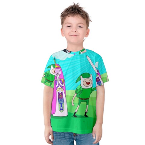 Adventure Time The Legend Of Zelda Parody Kids  Cotton T-shirt by Sarkoni