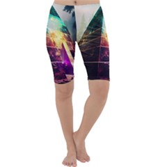 Tropical Forest Jungle Ar Colorful Midjourney Spectrum Trippy Psychedelic Nature Trees Pyramid Cropped Leggings  by Sarkoni