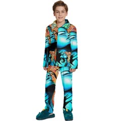 Color Detail Dream Fantasy Neon Psychedelic Teaser Kids  Long Sleeve Velvet Pajamas Set by Sarkoni