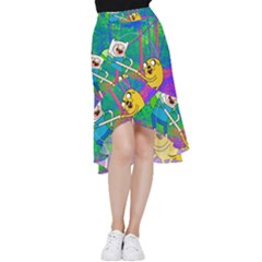 Jake And Finn Adventure Time Landscape Forest Saturation Frill Hi Low Chiffon Skirt by Sarkoni
