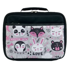 Big Set With Cute Cartoon Animals Bear Panda Bunny Penguin Cat Fox Lunch Bag