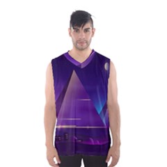 Egyptian Pyramids Night Landscape Cartoon Men s Basketball Tank Top