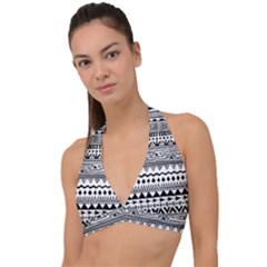 Boho Style Pattern Halter Plunge Bikini Top