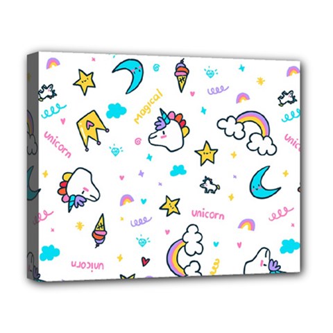 Unicorns Rainbows Seamless Pattern Deluxe Canvas 20  X 16  (stretched)