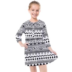 Boho Style Pattern Kids  Quarter Sleeve Shirt Dress by Bedest