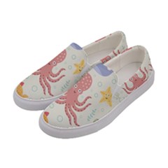 Underwater Seamless Pattern Light Background Funny Women s Canvas Slip Ons by Bedest