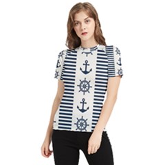 Nautical Seamless Pattern Vector Illustration Women s Short Sleeve Rash Guard by Bedest