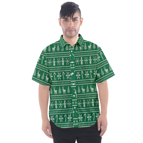 Wallpaper Ugly Sweater Backgrounds Christmas Men s Short Sleeve Shirt by artworkshop