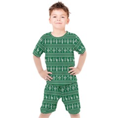 Wallpaper Ugly Sweater Backgrounds Christmas Kids  T-shirt And Shorts Set by artworkshop