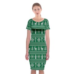 Wallpaper Ugly Sweater Backgrounds Christmas Classic Short Sleeve Midi Dress by artworkshop