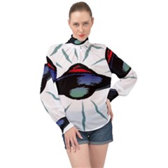 Alien Unidentified Flying Object Ufo High Neck Long Sleeve Chiffon Top by Sarkoni