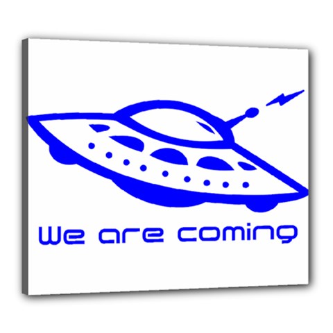 Unidentified Flying Object Ufo Alien We Are Coming Canvas 24  X 20  (stretched) by Sarkoni