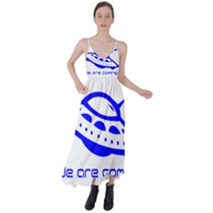 Unidentified Flying Object Ufo Alien We Are Coming Tie Back Maxi Dress by Sarkoni