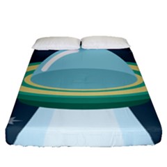 Illustration Ufo Alien  Unidentified Flying Object Fitted Sheet (queen Size) by Sarkoni