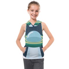 Illustration Ufo Alien  Unidentified Flying Object Kids  Sleeveless Hoodie by Sarkoni