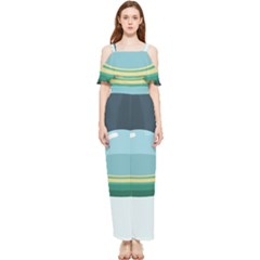 Illustration Ufo Alien  Unidentified Flying Object Draped Sleeveless Chiffon Jumpsuit by Sarkoni