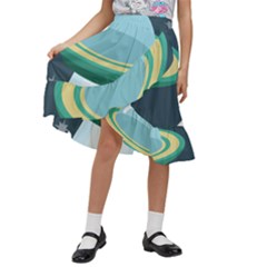Illustration Ufo Alien  Unidentified Flying Object Kids  Ruffle Flared Wrap Midi Skirt by Sarkoni