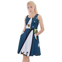 Ufo Alien Unidentified Flying Object Knee Length Skater Dress With Pockets by Sarkoni