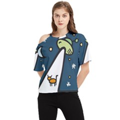 Ufo Alien Unidentified Flying Object One Shoulder Cut Out T-shirt