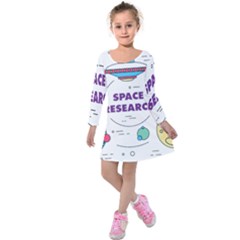 Unidentified Flying Object Ufo Space Outer Kids  Long Sleeve Velvet Dress by Sarkoni