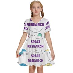 Unidentified Flying Object Ufo Space Outer Kids  Short Sleeve Tiered Mini Dress by Sarkoni