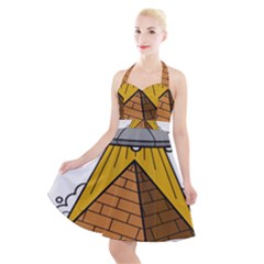Unidentified Flying Object Ufo Under The Pyramid Halter Party Swing Dress  by Sarkoni