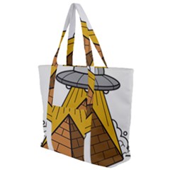 Unidentified Flying Object Ufo Under The Pyramid Zip Up Canvas Bag by Sarkoni