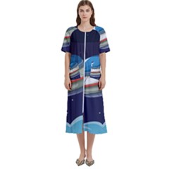 Ufo Alien Spaceship Galaxy Women s Cotton Short Sleeve Night Gown by Bedest