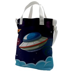 Ufo Alien Spaceship Galaxy Canvas Messenger Bag by Bedest