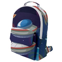 Ufo Alien Spaceship Galaxy Flap Pocket Backpack (small) by Bedest