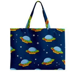 Seamless Pattern Ufo With Star Space Galaxy Background Zipper Mini Tote Bag