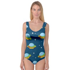 Seamless Pattern Ufo With Star Space Galaxy Background Princess Tank Leotard  by Bedest