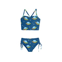 Seamless Pattern Ufo With Star Space Galaxy Background Girls  Tankini Swimsuit by Bedest