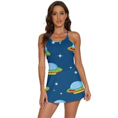 Seamless Pattern Ufo With Star Space Galaxy Background 2-in-1 Flare Activity Dress by Bedest