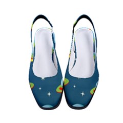 Seamless Pattern Ufo With Star Space Galaxy Background Women s Classic Slingback Heels by Bedest