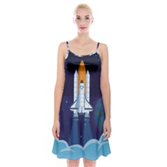 Spaceship Milkyway Galaxy Spaghetti Strap Velvet Dress