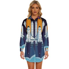 Spaceship Milkyway Galaxy Womens Long Sleeve Shirt Dress