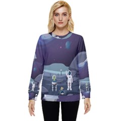 Alien Astronaut Scene Hidden Pocket Sweatshirt