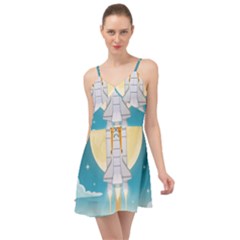 Space Exploration Illustration Summer Time Chiffon Dress