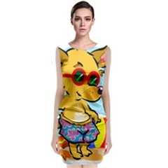 Beach Chihuahua Dog Pet Animal Classic Sleeveless Midi Dress by Sarkoni