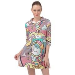 Boy Astronaut Cotton Candy Mini Skater Shirt Dress by Bedest