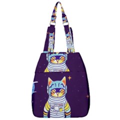 Cat Astronaut Space Retro Universe Center Zip Backpack